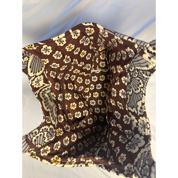 Vera Bradley Quilted Floral Hobo Shoulder Bag Brown Blue White Cotton - Picture 7 of 13